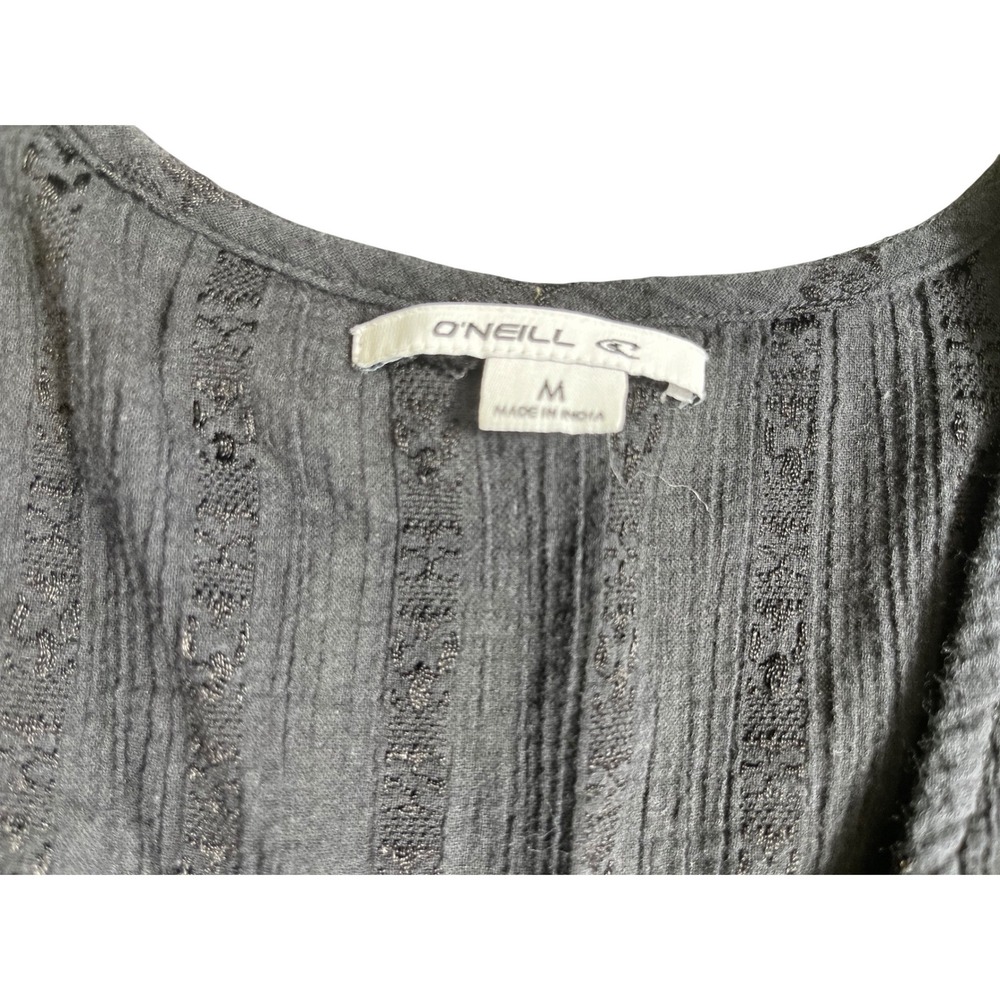 O'Neill Womens Medium Button Front Dress Black Sleeveless Casual Flowy Summer - Picture 3 of 3